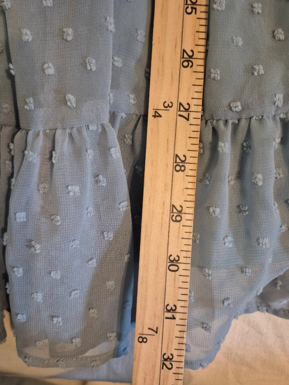 Altar'd State Oisin Babydoll Mini Dress Blue Smocked Swiss Dot Sheer Sleeve Boho - Picture 8 of 13